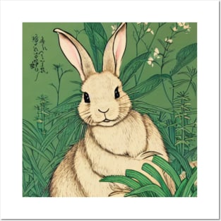 Cute White Fluffy Bunny Plant Nature Lover Posters and Art